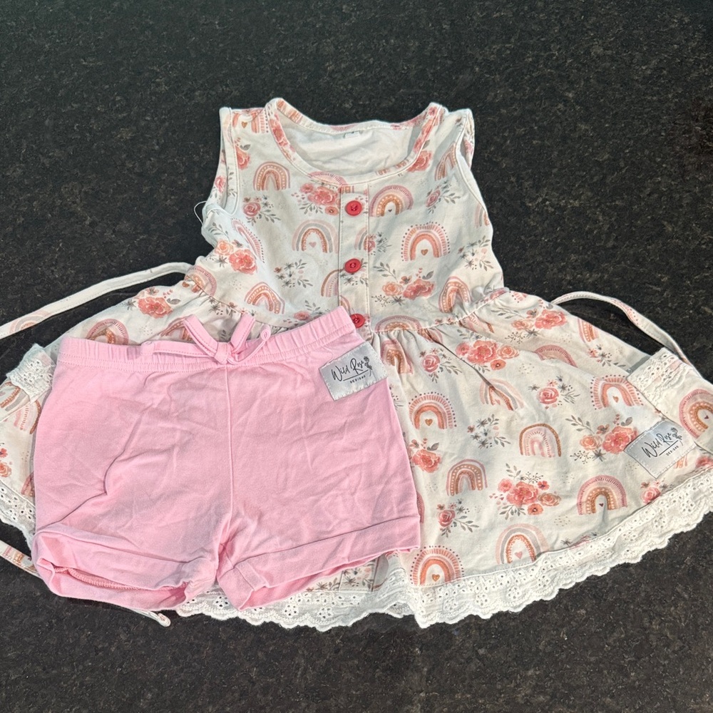Wild Rose Designs Rainbow Dress and Pink Shorts Set 4